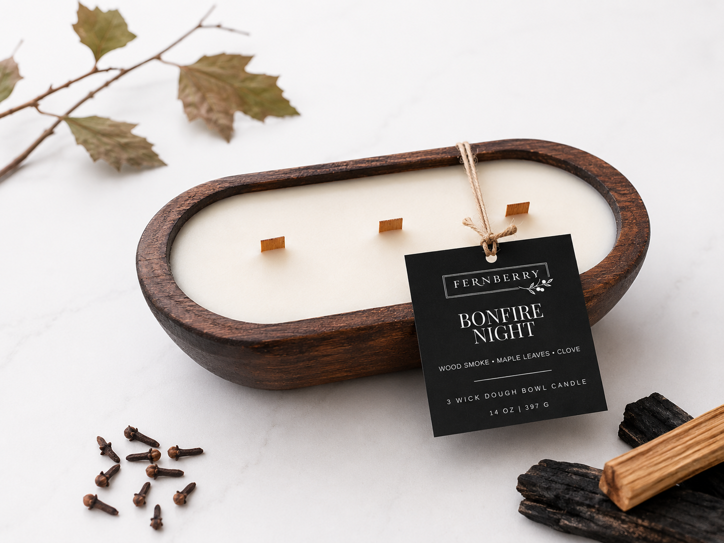 Bonfire Night | Three Wick Dough Bowl Candle