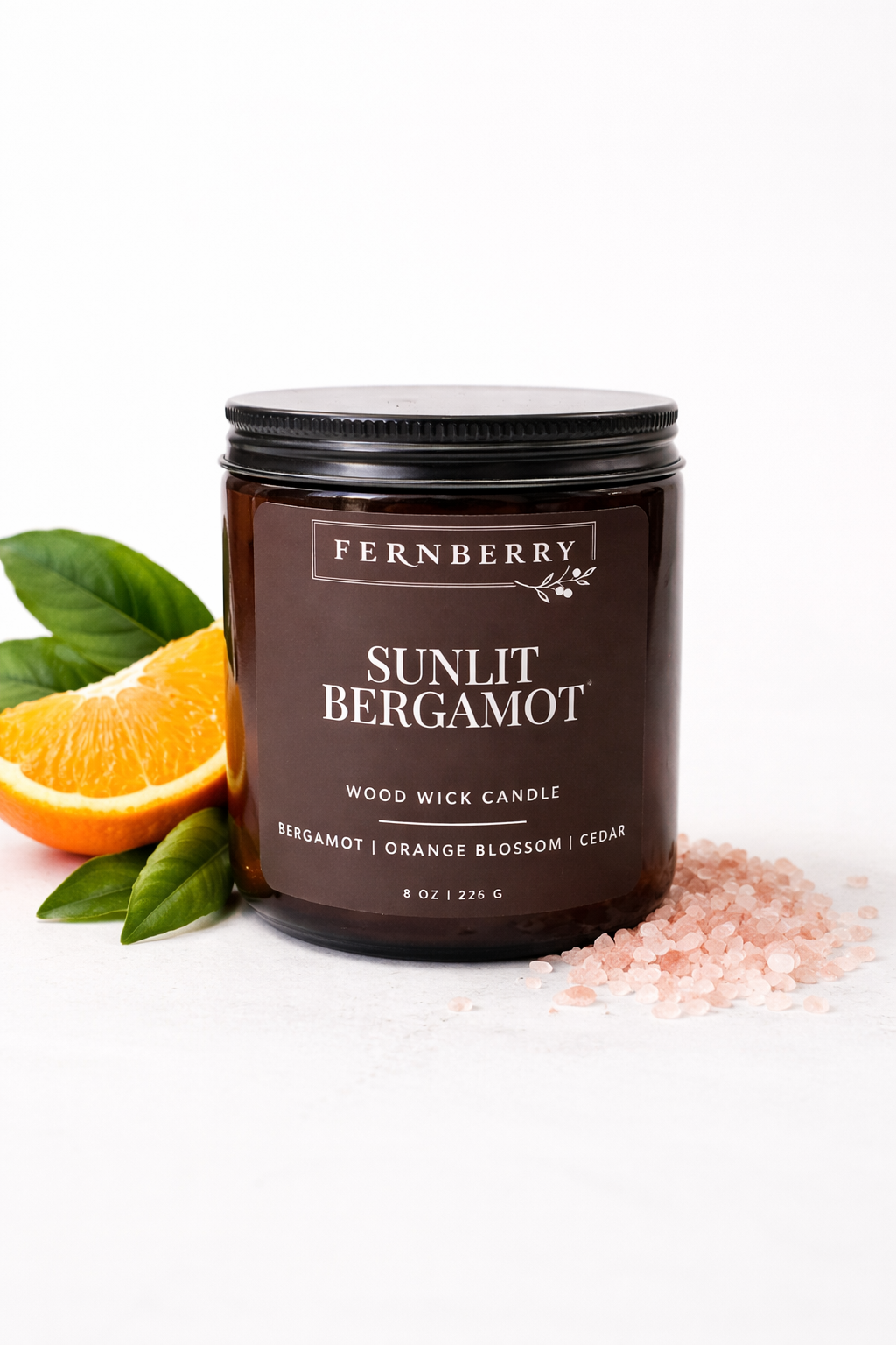 Sunlit Bergamot | 8 oz Wood Wick Candle