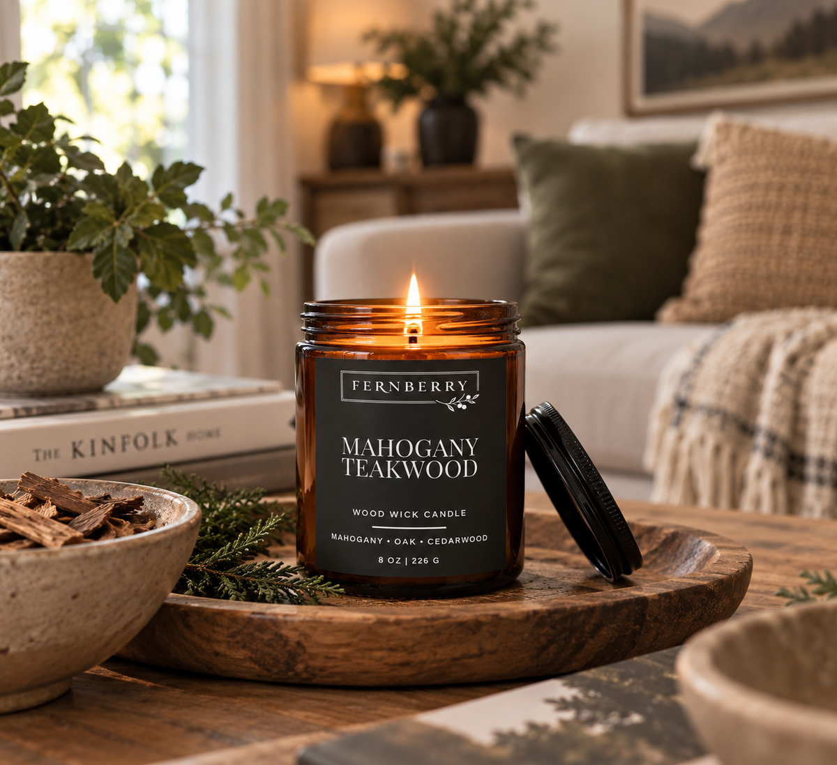 Mahogany Teakwood | 8 oz. Wood Wick Candle