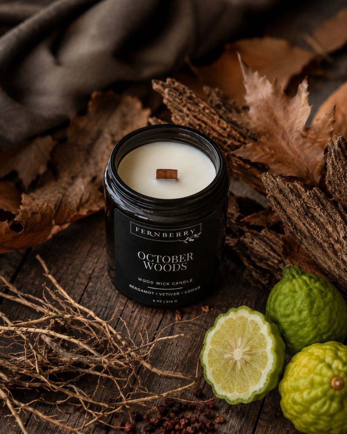 October Woods | 8oz. Wood Wick Candle (Fall Limited Collection)