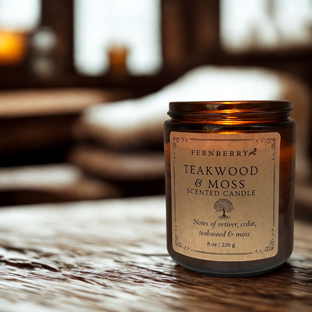 Teakwood & Moss - 8oz Wood Wick Candle