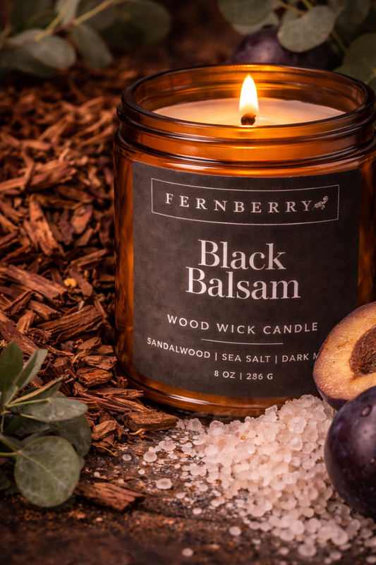 Black Balsam- 8oz Wood Wick Candle