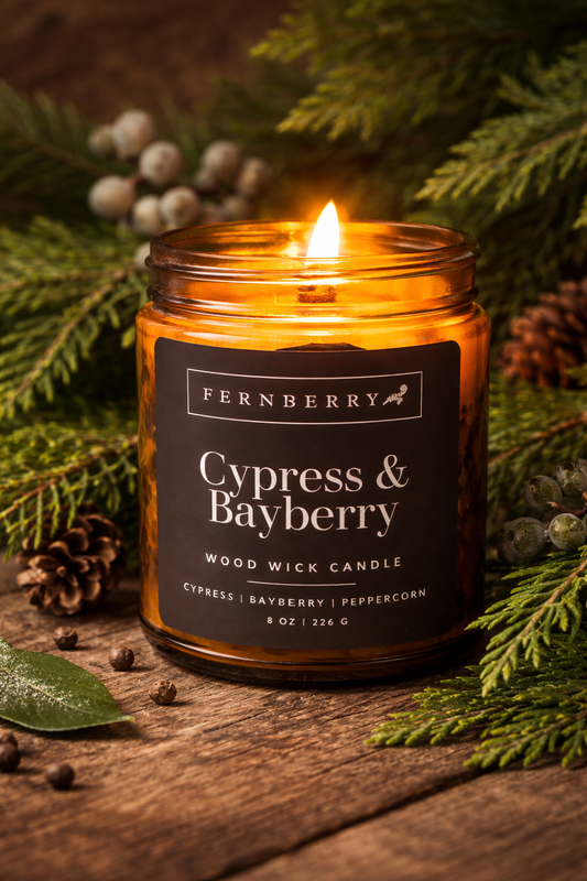 Cypress & Bayberry- 8oz Wood Wick Candle