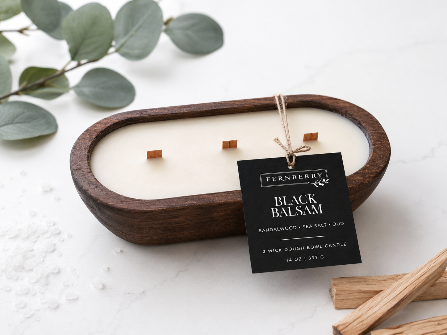 Black Balsam | Three Wick Dough Bowl Candle