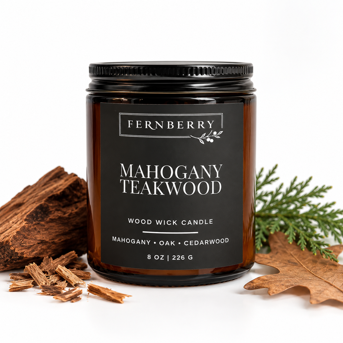 Mahogany Teakwood | 8 oz. Wood Wick Candle