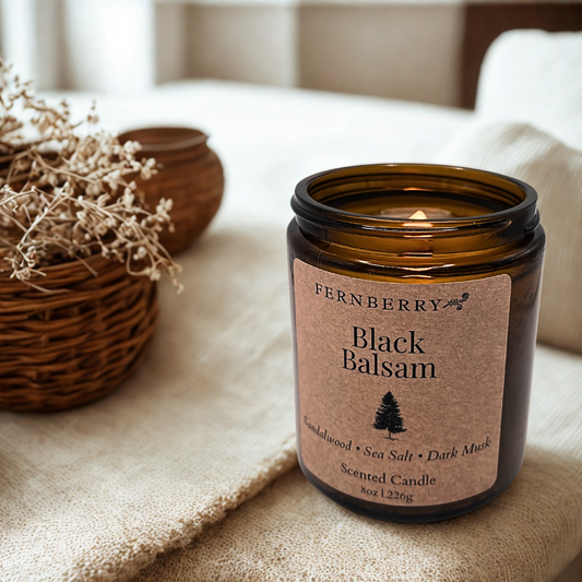 Black Balsam- 8oz Wood Wick Candle