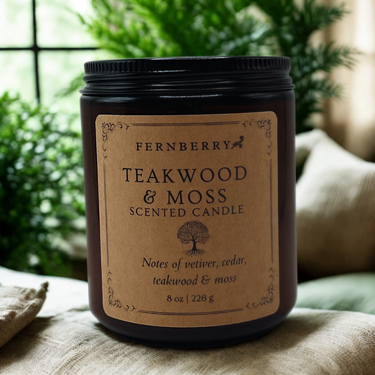 Teakwood & Moss - 8oz  Wood Wick Candle