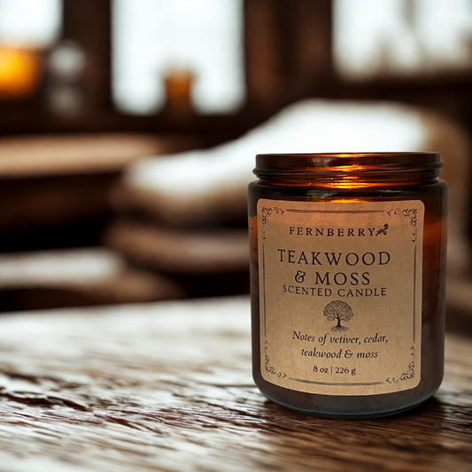 Teakwood & Moss - 8oz  Wood Wick Candle