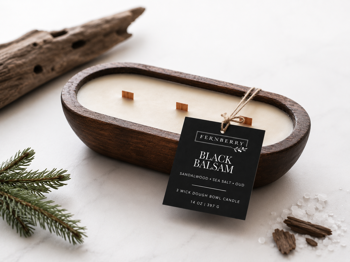 Black Balsam | Three Wick Dough Bowl Candle