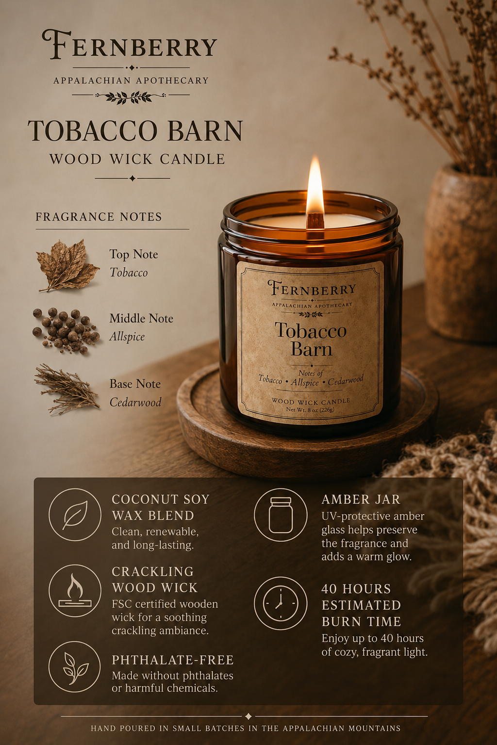 Tobacco Barn | 8oz Wood Wick Candle